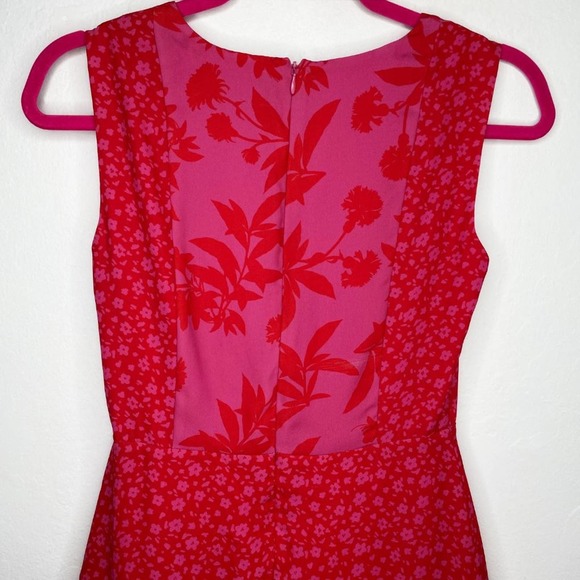 Sam Edelman Pink Mixed Floral Sleeveless Tiered Midi Dress 0 - Picture 9 of 14